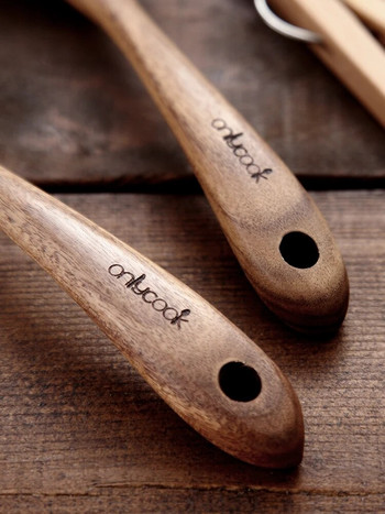 onlycook διπλής χρήσης Salah πιρούνι κουτάλι Ενσωματωμένο οικιακό ξύλινο κουτάλι για σούπα Κουτάλι ανάμειξης Μεγάλο ξύλινο κουτάλι ιαπωνικού στυλ