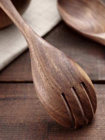 onlycook διπλής χρήσης Salah πιρούνι κουτάλι Ενσωματωμένο οικιακό ξύλινο κουτάλι για σούπα Κουτάλι ανάμειξης Μεγάλο ξύλινο κουτάλι ιαπωνικού στυλ