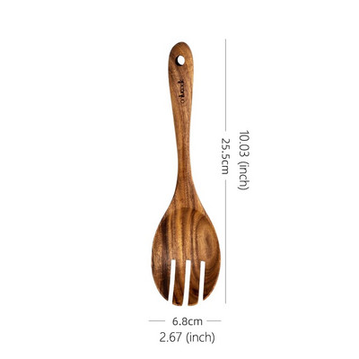 onlycook διπλής χρήσης Salah πιρούνι κουτάλι Ενσωματωμένο οικιακό ξύλινο κουτάλι για σούπα Κουτάλι ανάμειξης Μεγάλο ξύλινο κουτάλι ιαπωνικού στυλ