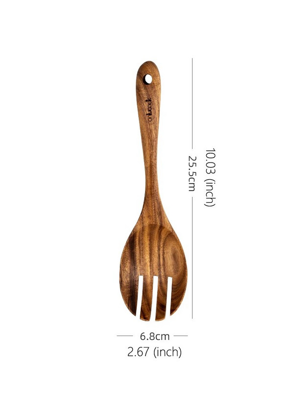 onlycook kettős felhasználású Salah villás kanál beépített háztartási fa leveses kanál keverőkanál japán stílusú nagy fakanál