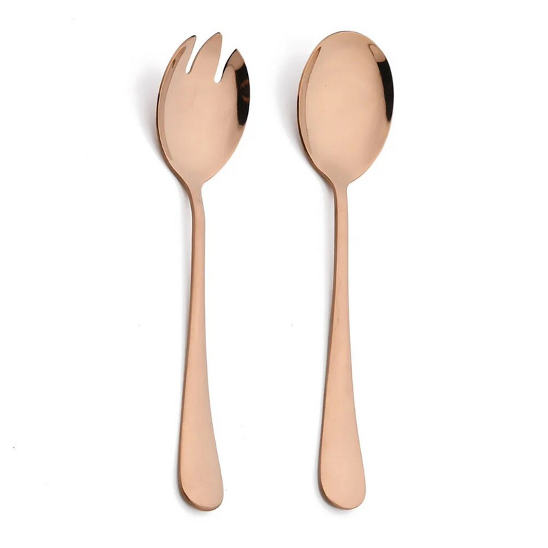 2 db Fekete saláta kanál villa rozsdamentes acél saláta desszert kanál evőeszköz készlet Tálaló kanalak Konyhai edények Kiegészítő Evőeszközök