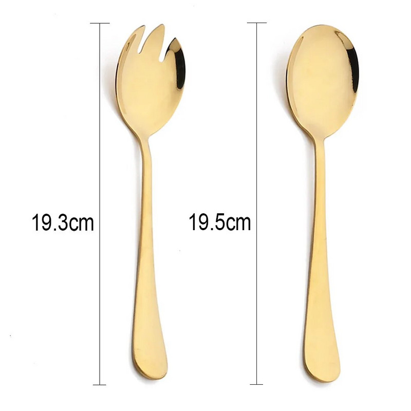 2 db Fekete saláta kanál villa rozsdamentes acél saláta desszert kanál evőeszköz készlet Tálaló kanalak Konyhai edények Kiegészítő Evőeszközök