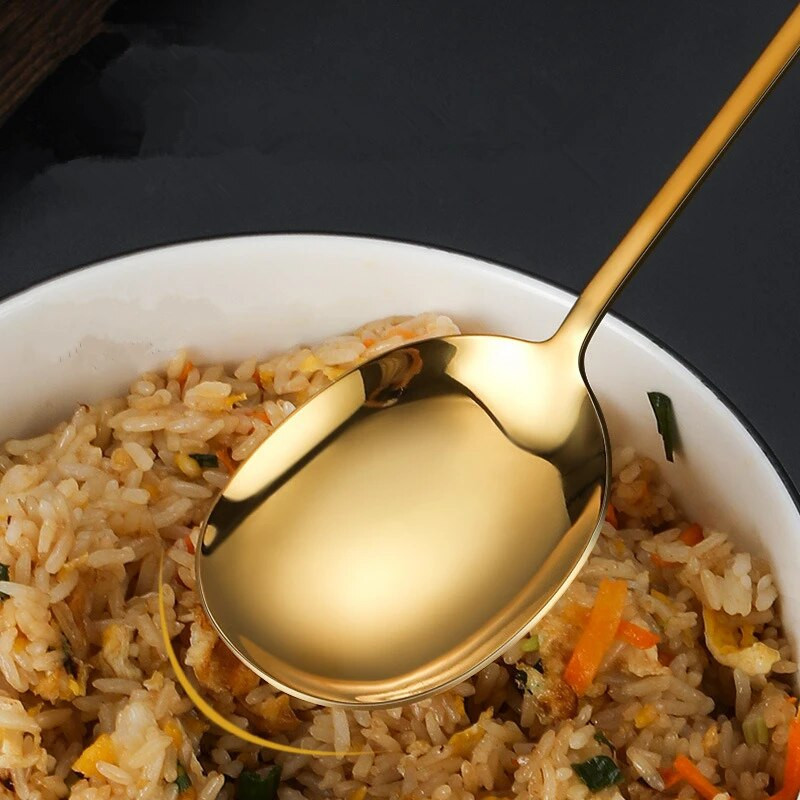 Rozsdamentes acél meghosszabbított nyelű nyilvános saláta kanál villa étkészlet Sűrített tálalószűrő evőeszköz evőeszköz készlet