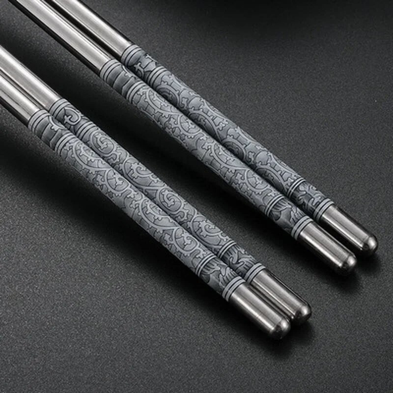 Rozsdamentes acél pálcikák Hordozható csúszásmentes élelmiszerrudak Evőeszközök Porcelán minták Kínai pálcikák Evőeszközök Konyhai eszközök