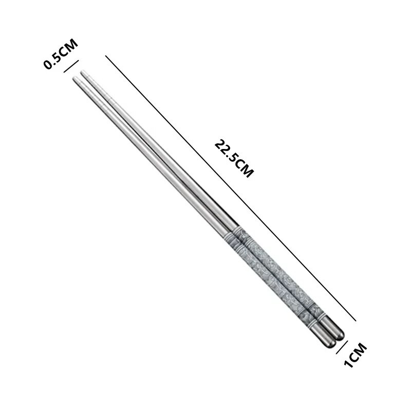 Rozsdamentes acél pálcikák Hordozható csúszásmentes élelmiszerrudak Evőeszközök Porcelán minták Kínai pálcikák Evőeszközök Konyhai eszközök