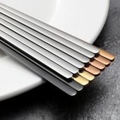 Flat Chopsticks Χρυσό/Ασημί/Μαύρο Παχύ Αντιολισθητικό Καθρέφτη 304 Γυαλισμένο Chopsticks Οικιακά Σκεύη κουζίνας