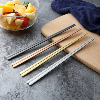 Flat Chopsticks Χρυσό/Ασημί/Μαύρο Παχύ Αντιολισθητικό Καθρέφτη 304 Γυαλισμένο Chopsticks Οικιακά Σκεύη κουζίνας