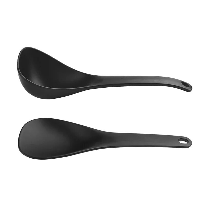 Műanyag tapadásmentes rizskanál, hosszú főzőrizslapátkanál Fekete-fehér felakasztható leveses kanál konyhai edények