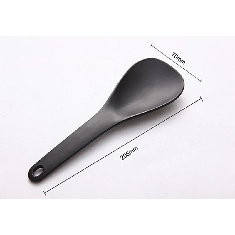 Műanyag tapadásmentes rizskanál, hosszú főzőrizslapátkanál Fekete-fehér felakasztható leveses kanál konyhai edények