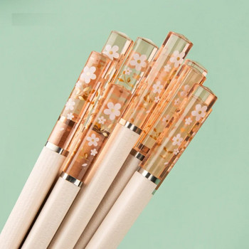 5 Ζεύγη/Κεχριμπάρι Σετ Ιαπωνικά Chopsticks Cherry Αντιβακτηριδιακά Αντιολισθητικά λουλούδια Sushi Food Chop Sticks σε κουτί Cute Chopsticks