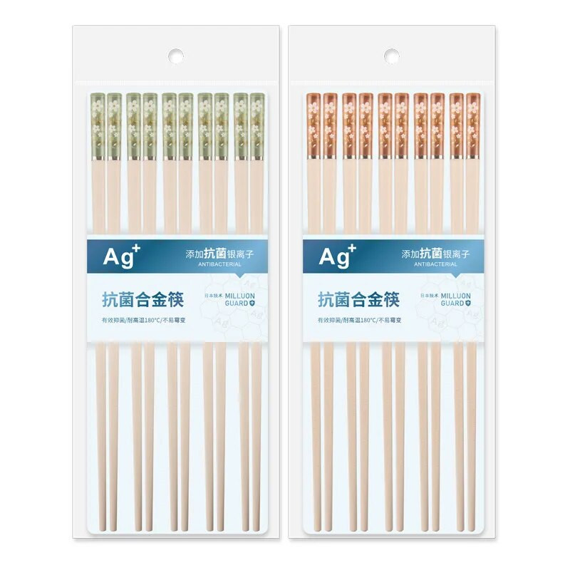 5 pár/borostyánsárga cseresznye japán pálcika szett Antibakteriális csúszásgátló virágok sushi élelmiszer evőpálcikák dobozos aranyos pálcikák