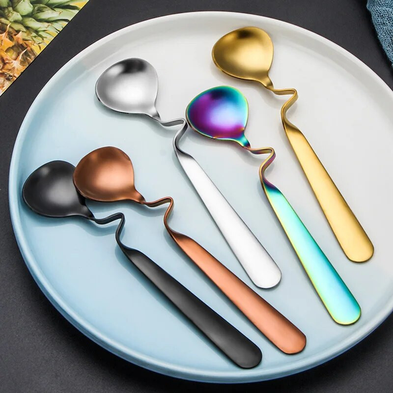 304 rozsdamentes acél akasztható teáskanál kis mini kávékeverő kanál cukor desszert fagylalt kanál étkészlet konyhai edények