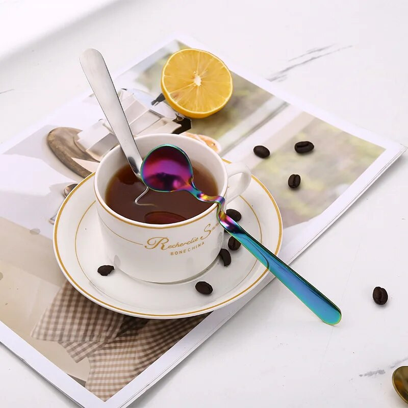 304 rozsdamentes acél akasztható teáskanál kis mini kávékeverő kanál cukor desszert fagylalt kanál étkészlet konyhai edények