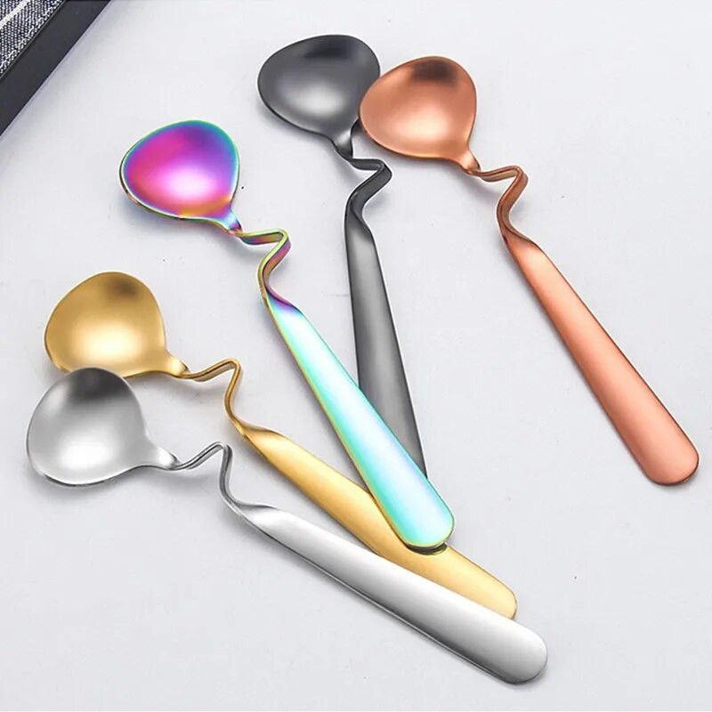 304 rozsdamentes acél akasztható teáskanál kis mini kávékeverő kanál cukor desszert fagylalt kanál étkészlet konyhai edények