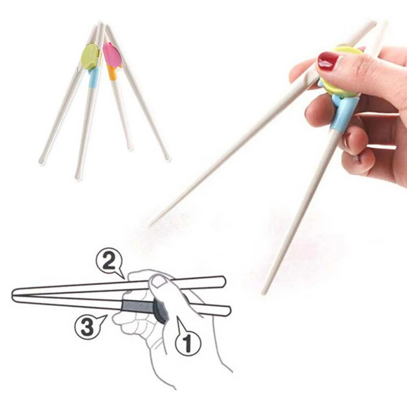 1 pár aranyos pálcika gyerekeknek, kezdőknek, praktikus pálcikáknak, könnyű, szórakoztató tanulásnak, tréningnek segítő pálcika Kínai élelmiszer-eszközök