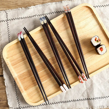 1 чифт японски шестоъгълни пръчици за хранене Дървени суши юфка за бързо хранене Пръчици за котлети Посуда Кухненски бар Консумативи Китайски прибори за хранене