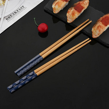 1 чифт нови естествени бамбукови китайски пръчици за многократна употреба Прибори за хранене, японски пръчици за суши, храна, кухненски инструменти за хранене