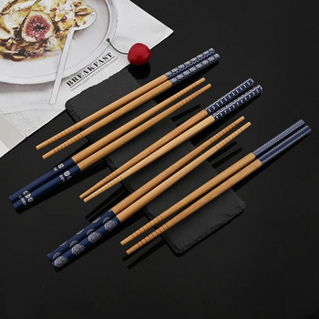 1 чифт нови естествени бамбукови китайски пръчици за многократна употреба Прибори за хранене, японски пръчици за суши, храна, кухненски инструменти за хранене