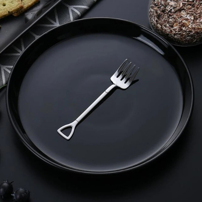 Forró lapát alakú rozsdamentes acél villa Többszínű gyümölcssaláta villa élelmiszer minőségű étkészlet kényelmes fogantyúval konyhai kiegészítők