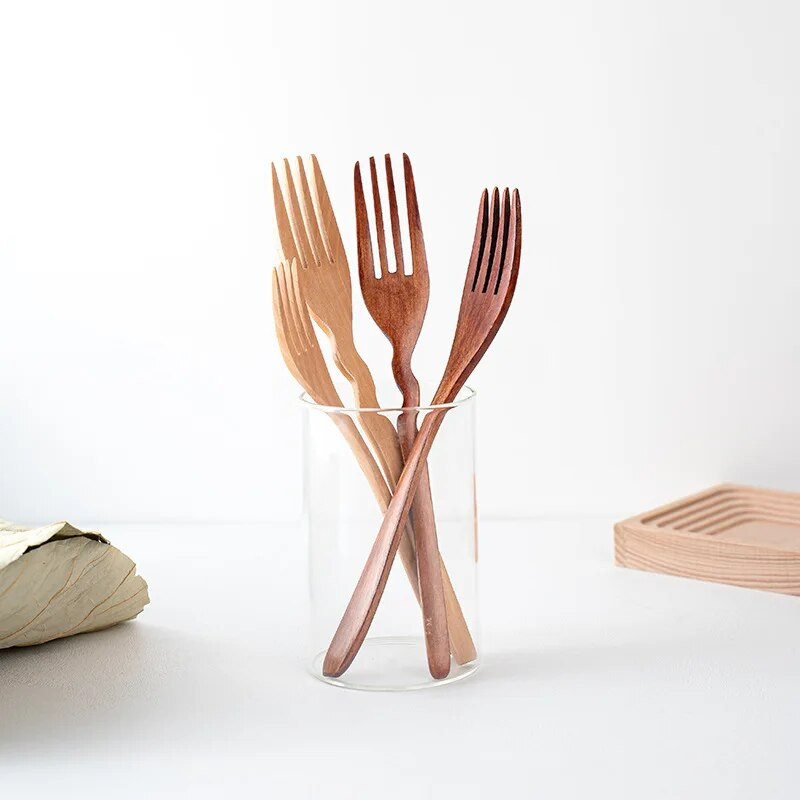 Fakanál villa Konyhai edények Evőeszközök Favilla gyümölcsökhöz Desszertek saláta étkészletek Konyhai gyümölcsvillák Ajándékok