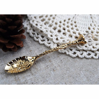 1kom retro kristalna žličica za kavu izrezbareni cvijet Mala žličica za desert za popodnevni čaj Mali poklon za suvenir