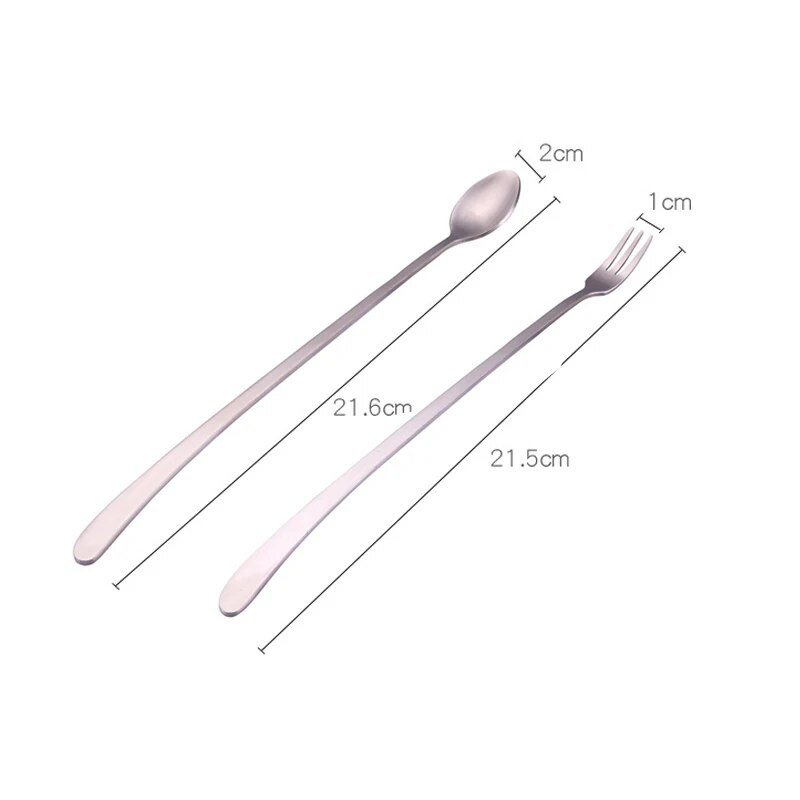 Rozsdamentes acél hosszú nyelű Keverőkanál Gyümölcsvilla Tea Kávé Fagylalt Desszert Kanál Villák Konyhai eszközök Konyhai étkészletek