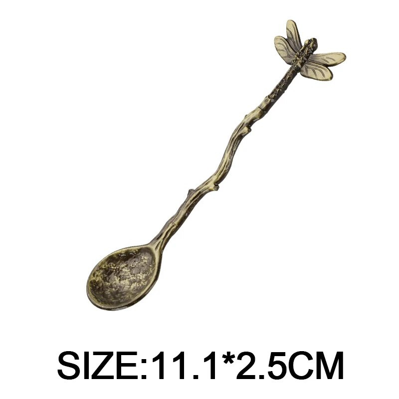 Desszert kanál Vintage szitakötő ágak levelek alakja mini fagylalt zselé kávé tej keverőkanál finom kanál konyhába