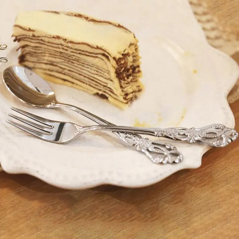 Kávékanál Retro Színes Színek Rozsdamentes acél Kanál Gyümölcsvilla Kreatív Könnyű Luxus Tükörfényező Kávékanál Tartós