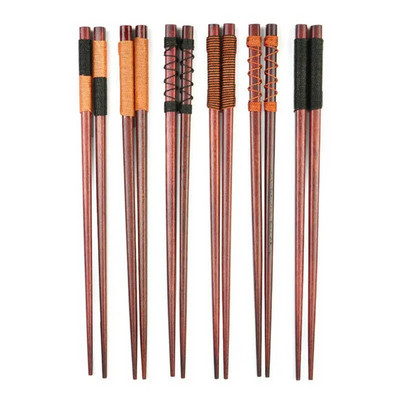 6 Ζεύγη Ξύλινα Chopsticks Χειροποίητα Κλασικό Γιαπωνέζικο Φυσικό Σετ δώρου από ξύλο