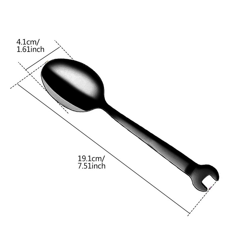 Csúcsminőségű luxus bevonat rozsdamentes acél étkészlet steak kés vacsora gyümölcs desszert hosszú villa teáskanál kreatív csavarkulcs forma