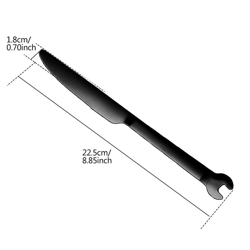 Csúcsminőségű luxus bevonat rozsdamentes acél étkészlet steak kés vacsora gyümölcs desszert hosszú villa teáskanál kreatív csavarkulcs forma