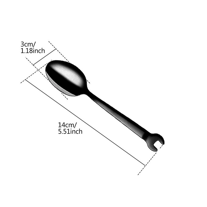 Csúcsminőségű luxus bevonat rozsdamentes acél étkészlet steak kés vacsora gyümölcs desszert hosszú villa teáskanál kreatív csavarkulcs forma