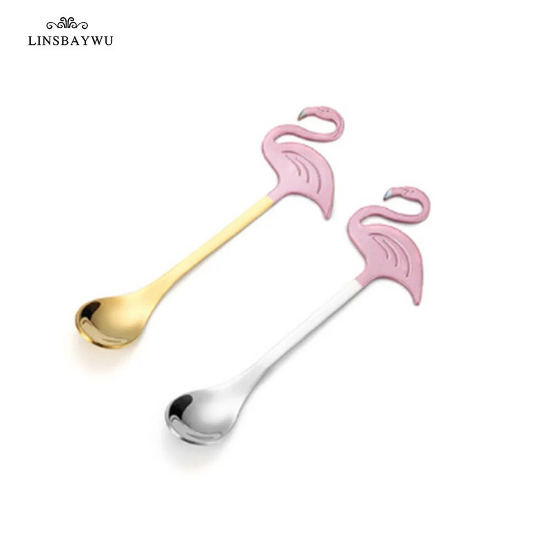 1PC Creative Flamingo Žličica za kavu od nehrđajućeg čelika Žele za kolače Desert Žlica za sladoled Čaj Žlica za juhu Posuđe Novo