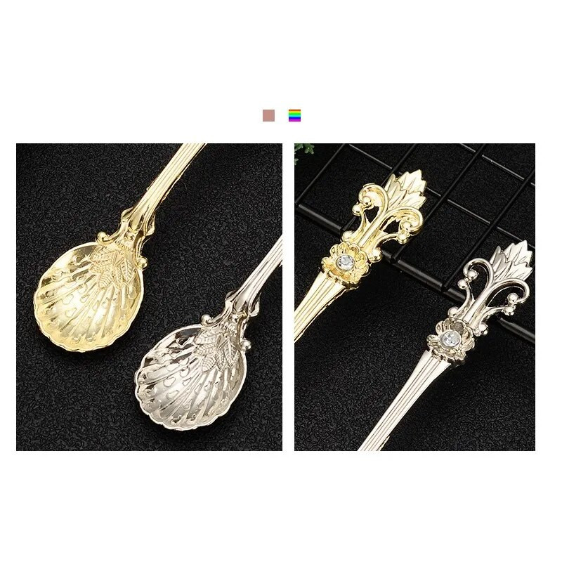 Rozsdamentes acél kávéskanál Retro írisz desszertkanál arab stílusú teáskanál fagylalt bögre kanál étkészlet konyhai kiegészítők