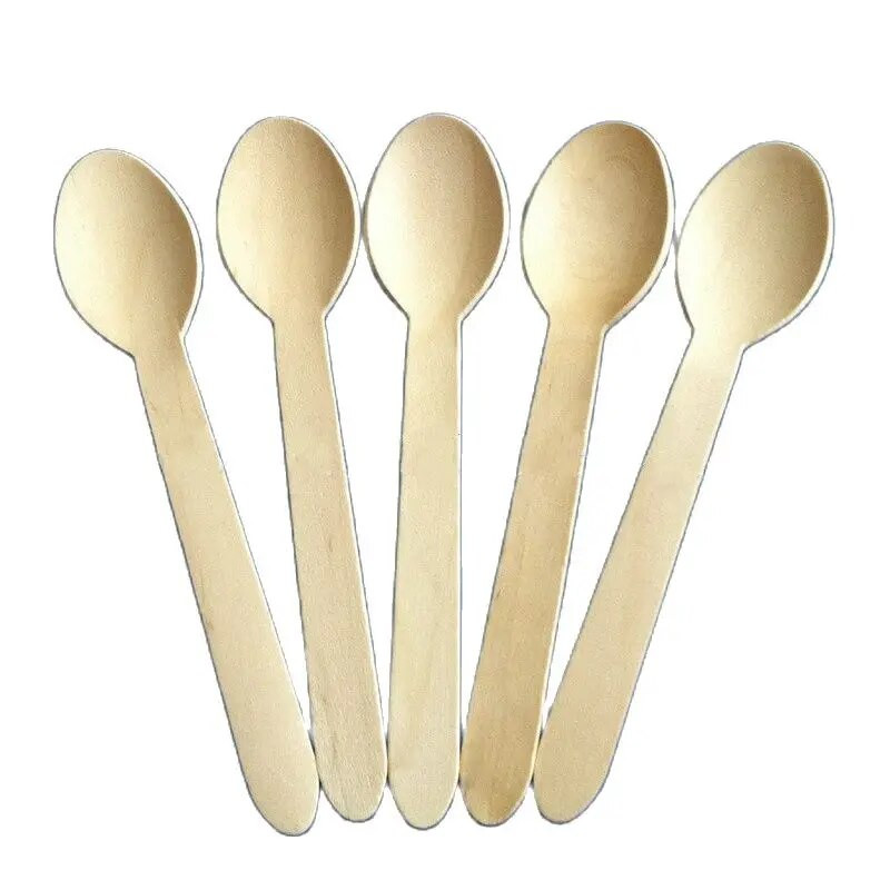 100db 16 cm-es parti használatra eldobható fa villa kanál kés evőeszköz fa evőeszköz