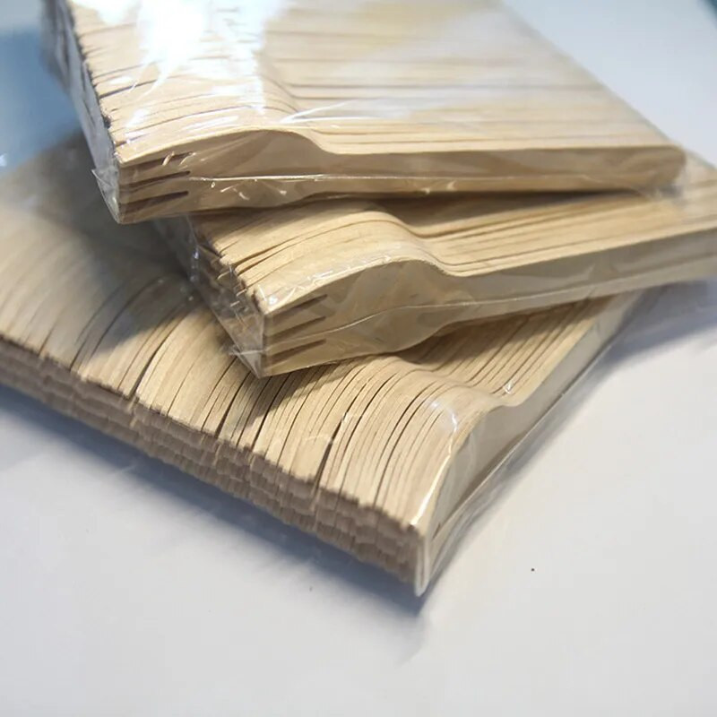 100db 16 cm-es parti használatra eldobható fa villa kanál kés evőeszköz fa evőeszköz