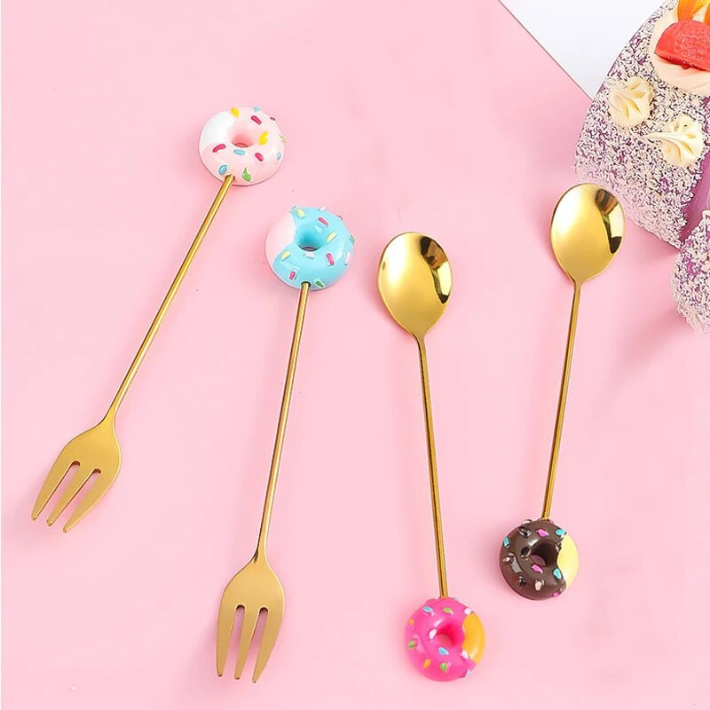 1 db mini desszert kanál rozsdamentes acél kanál villa fagylalt kávé keverő kanalak teáskanál fánk gyümölcsvilla konyhai evőeszközök