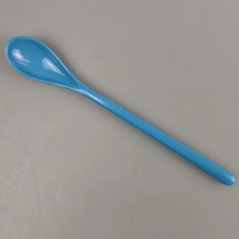 2db színes műanyag hosszú nyelű kávéskanál melamin keverőkanál rozsdamentes acél étkészlet