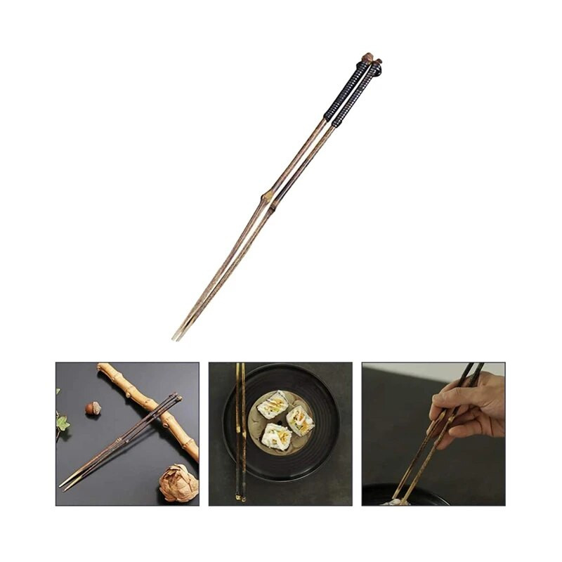 1 pár hosszú bambusz pálcika, újrafelhasználható pálcika sushi pálcika Hot Pot pálcika csúszásgátló pálcika étkészlet