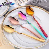 1 tk lusikakahvel roostevabast terasest spork rippuv tass salati lusikas 8 värvi magustoidu suupiste kahvlid korduvkasutatavad kuldsed peo pikniku sööginõud