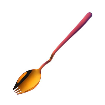 1 tk lusikakahvel roostevabast terasest spork rippuv tass salati lusikas 8 värvi magustoidu suupiste kahvlid korduvkasutatavad kuldsed peo pikniku sööginõud