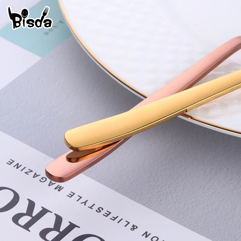 1 db kanál villa rozsdamentes acél Spork függő csésze saláta kanál 8 színes desszert uzsonna villák újrafelhasználható arany party piknik étkészlet