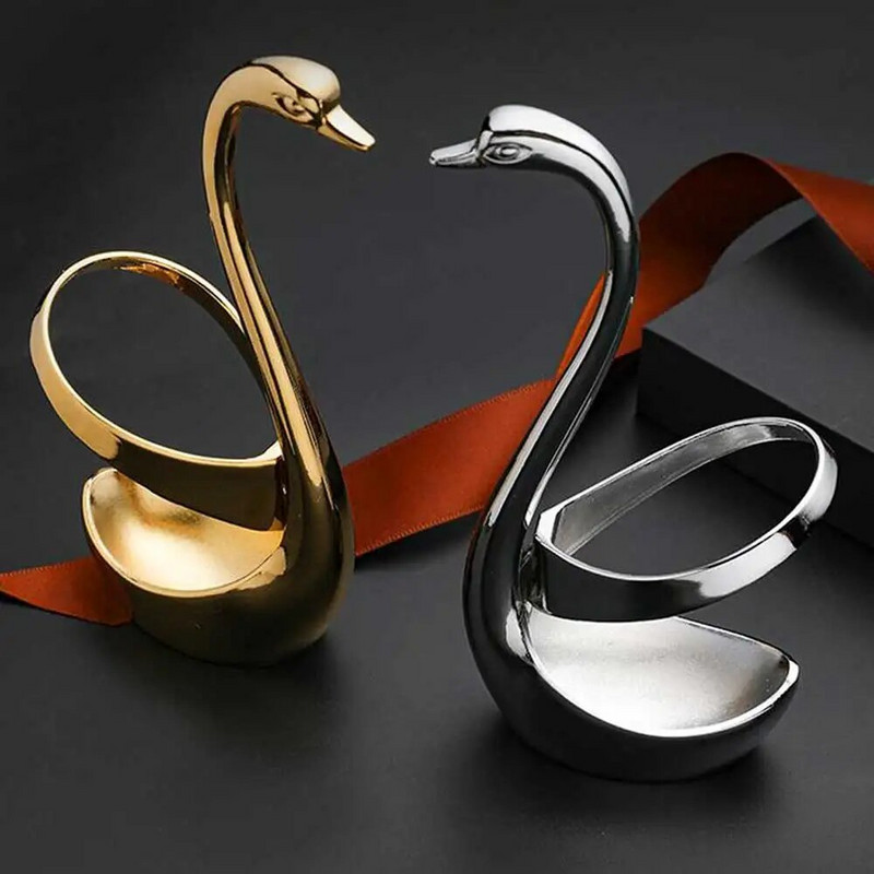 6 részes készlet Hattyú Gyümölcs Alap Tartó Villa Saláta Desszert Kávékanál Torta Uzsonna Evőeszközök Hulladékmentes Evőeszközök Rozsdamentes acél