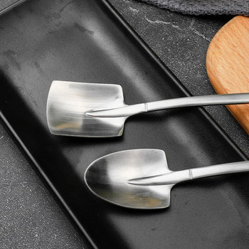 2-4PCS лъжица за кафе от неръждаема стомана 304 Ретро лопата лъжица за сладолед Creative tea-spoon посуда бар инструменти комплект прибори
