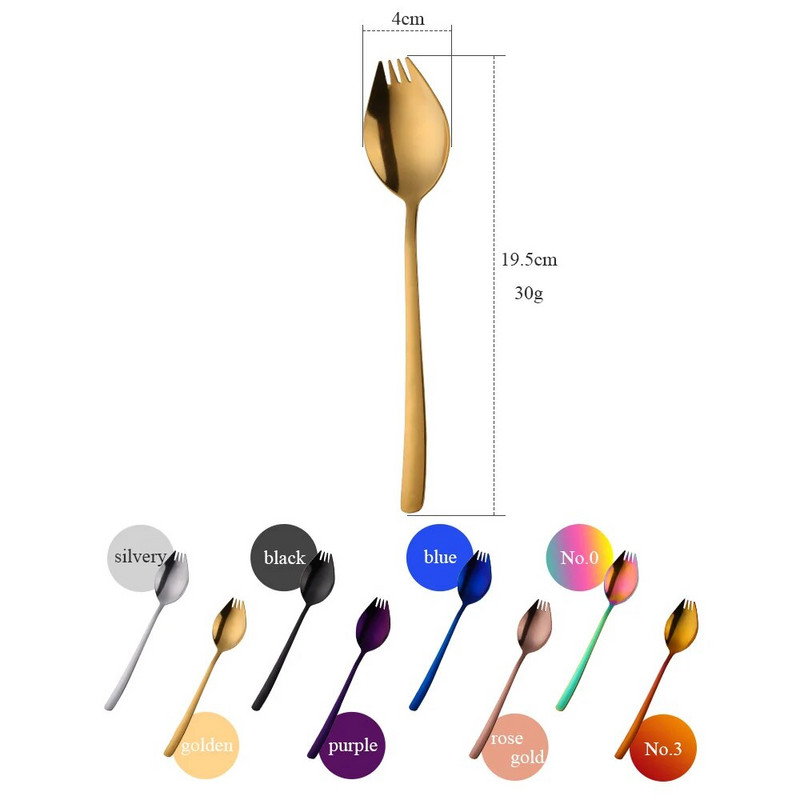 1 db 2 az 1-ben többfunkciós vacsora Spork rozsdamentes acél kanál villa hordozható tészta gyümölcssaláta villa kültéri utazási konyhai eszközök
