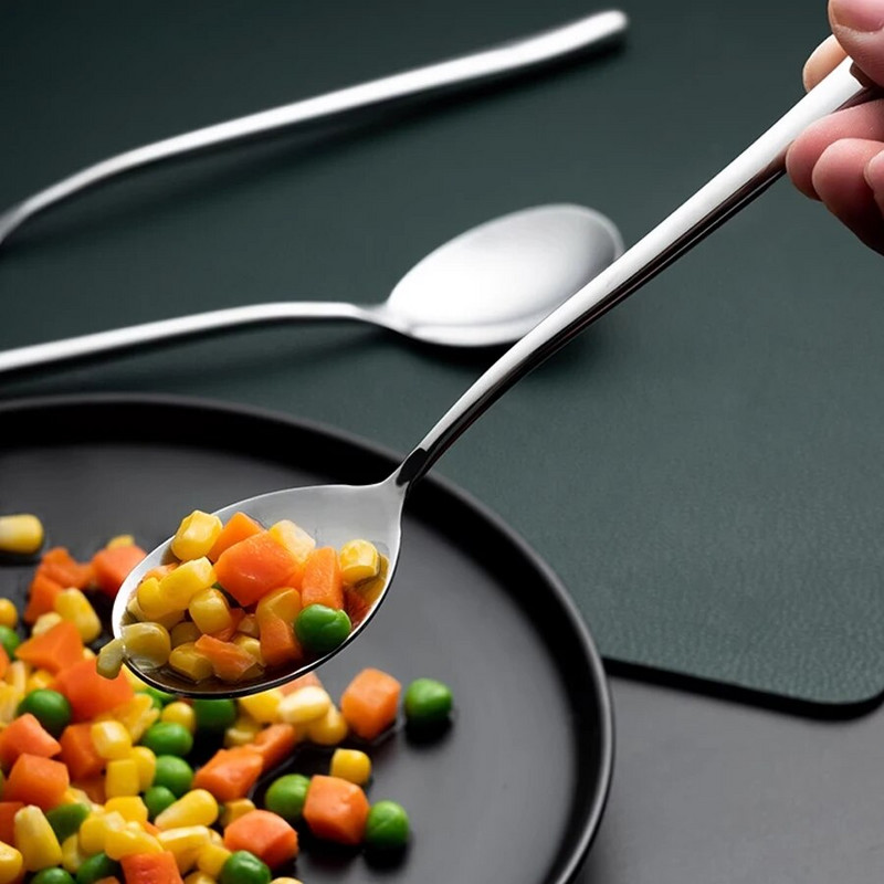 Onlycook 1db koreai stílusú 304 rozsdamentes acél Soon háztartási gyermek fémkanál evőkanál étkészlet