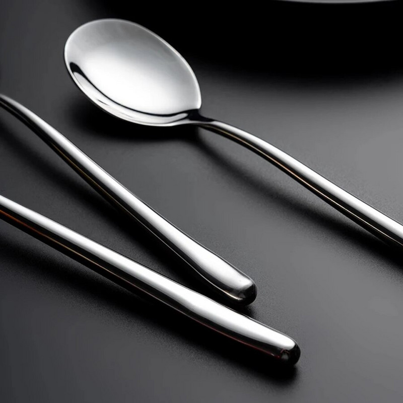 Onlycook 1db koreai stílusú 304 rozsdamentes acél Soon háztartási gyermek fémkanál evőkanál étkészlet