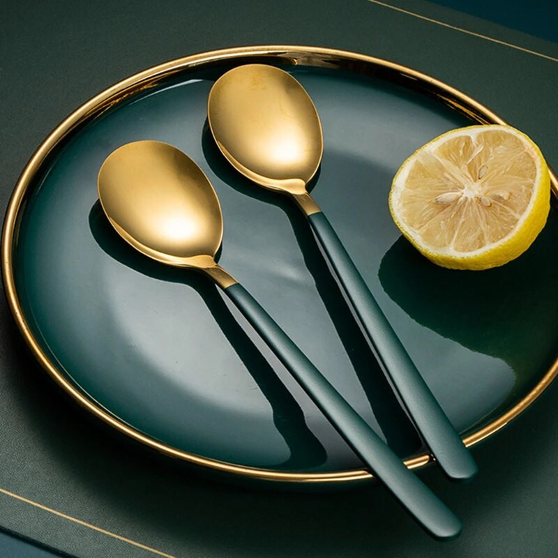 20 cm-es rozsdamentes acél kanál villa hordozható étkészlet kávéleves kanál evőeszköz hosszú nyelű evőeszköz konyhai étkészlet