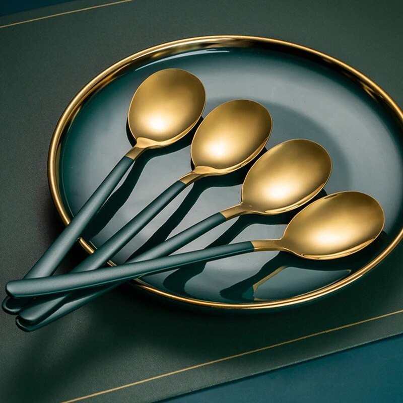 20 cm-es rozsdamentes acél kanál villa hordozható étkészlet kávéleves kanál evőeszköz hosszú nyelű evőeszköz konyhai étkészlet