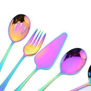 AJOYOUS Σετ σερβίτσιο σερβίτσιο Rainbow Μαχαιροπήρουνα από ανοξείδωτο ατσάλι Σαλάτα Πιρούνι Κουτάλι Σέρβις Κουτάλι Σούπα Κουτάλι Κέικ Φτυάρι Κουζίνα